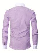 Men's Mandarin Collar Shirt Long Sleeve – Button-Front Formal Shirt