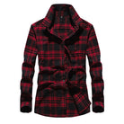 Men's Plaid Flannel Shirt with Kent Collar and Button Placket