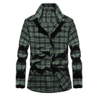 Men's Plaid Flannel Shirt with Kent Collar and Button Placket