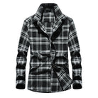 Men's Plaid Flannel Shirt with Kent Collar and Button Placket
