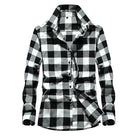 Men's Plaid Flannel Shirt with Kent Collar and Button Placket
