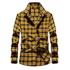 Men's Plaid Flannel Shirt with Kent Collar and Button Placket
