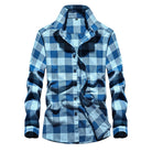 Men's Plaid Flannel Shirt with Kent Collar and Button Placket