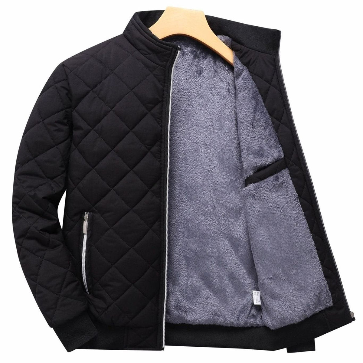 Men's Full-Zip Bomber Jacket with Quilted Shell and Fleece Lining
