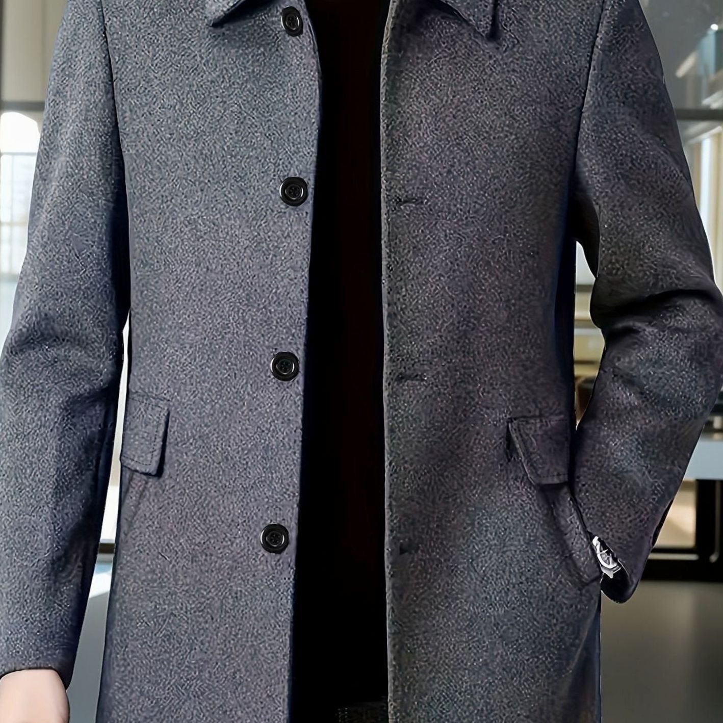 Men's Wool Overcoat – Relaxed Fit Single-Breasted Coat