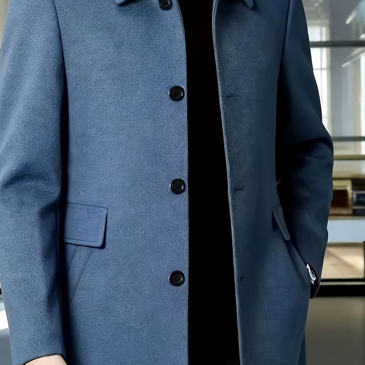 Men's Wool Overcoat – Relaxed Fit Single-Breasted Coat