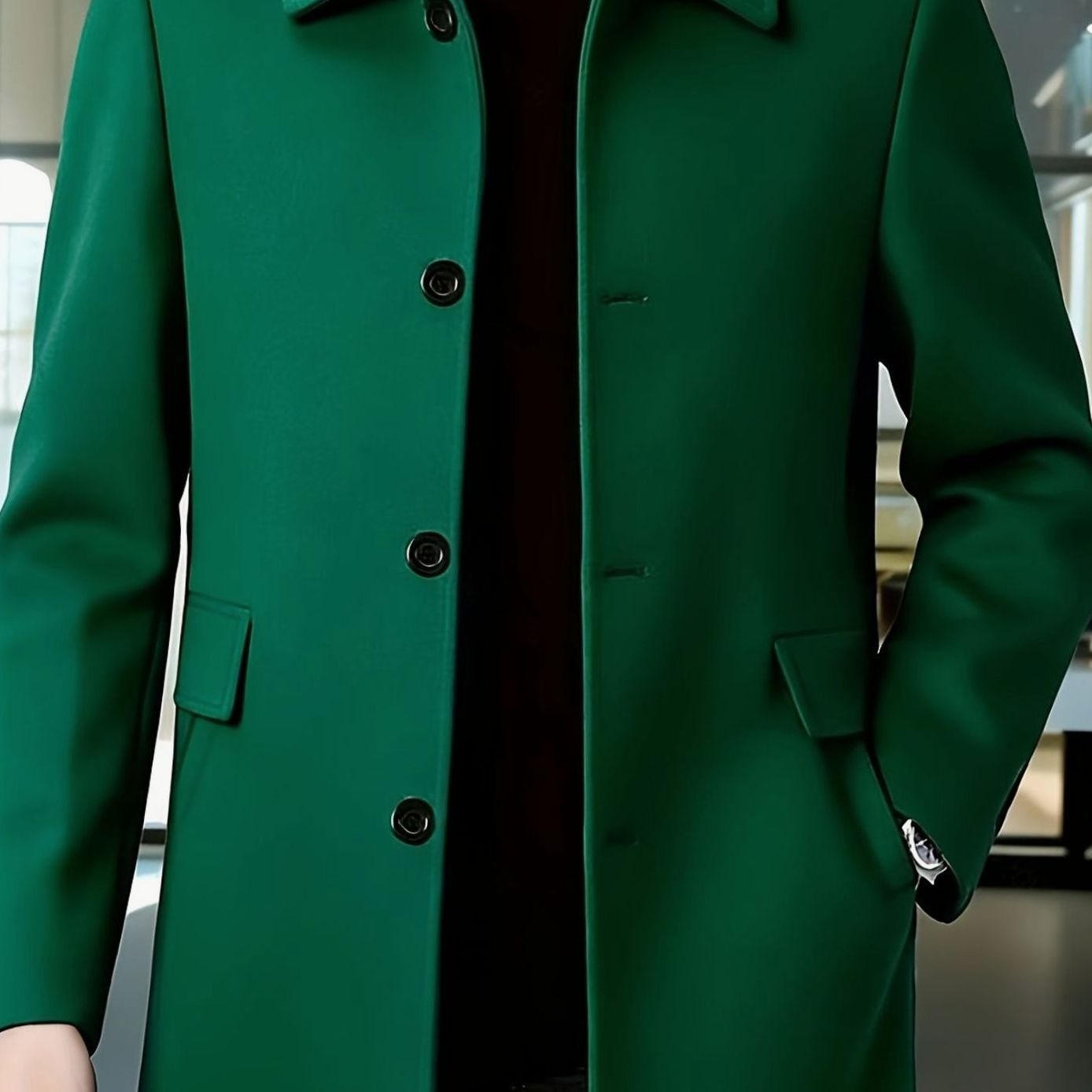 Men's Wool Overcoat – Relaxed Fit Single-Breasted Coat