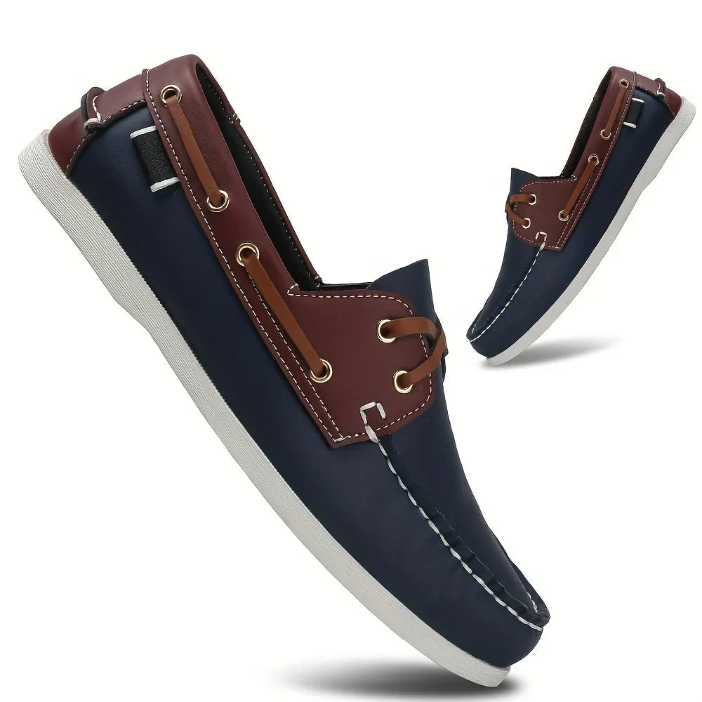Men's Round-Toe Boat Shoes with Lace-Up Detail