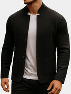 Men's Quilted Blazer Jacket with Mandarin Collar, Slim Fit