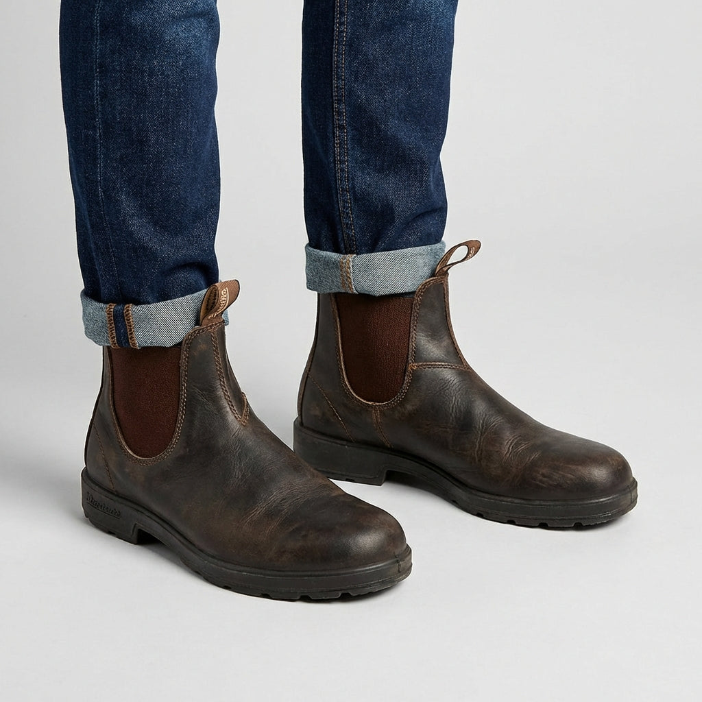 Men's Slip-On Leather Ankle Boots