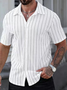 Men's Two-Tone Striped Short Sleeve Shirt in Black/White