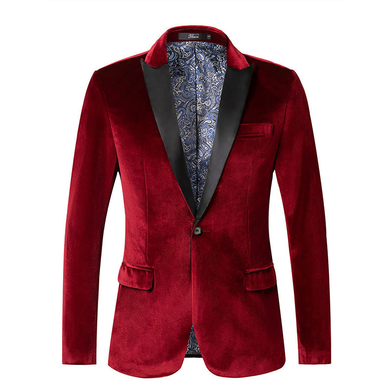 Men's Tailored Velvet Tuxedo Jacket with Satin Shawl Collar