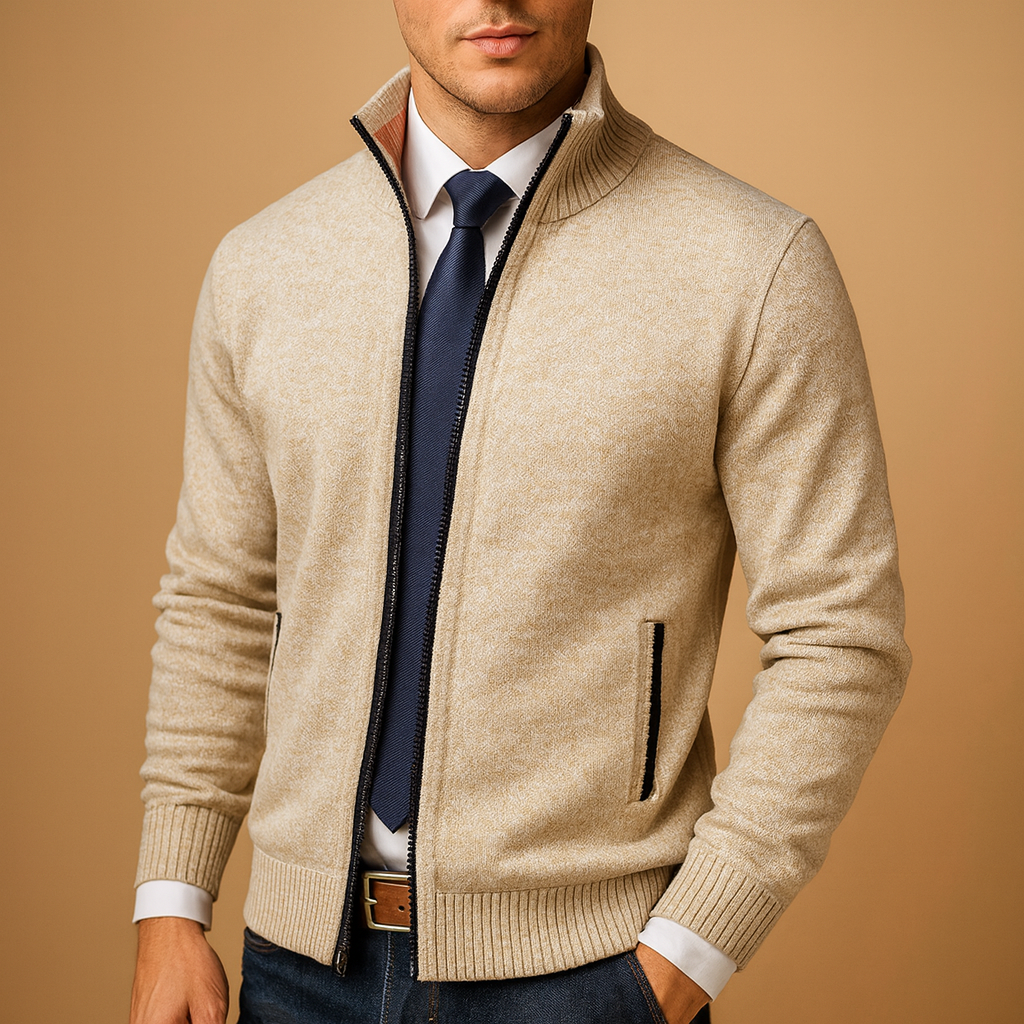Men's Zip-Up Cardigan - Full-Zip Knit Layer