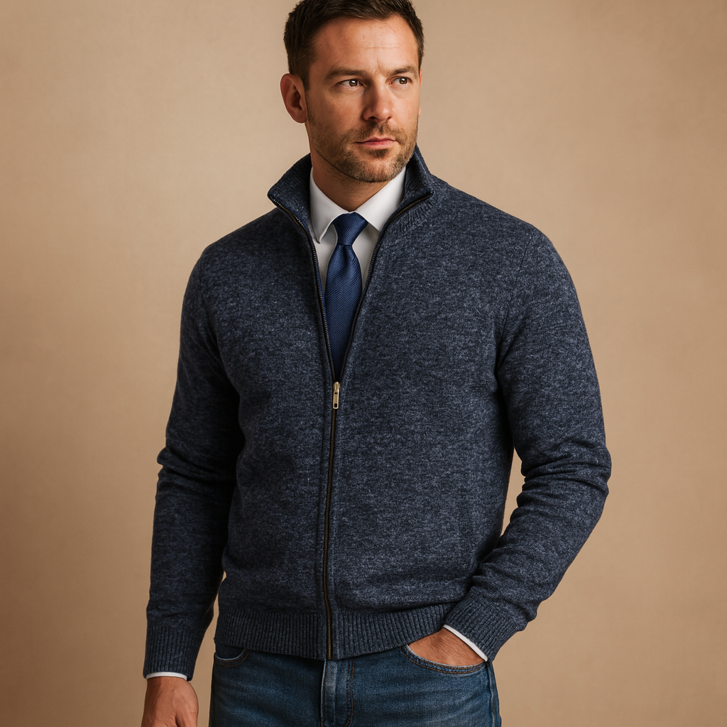 Men's Zip-Up Cardigan - Full-Zip Knit Layer