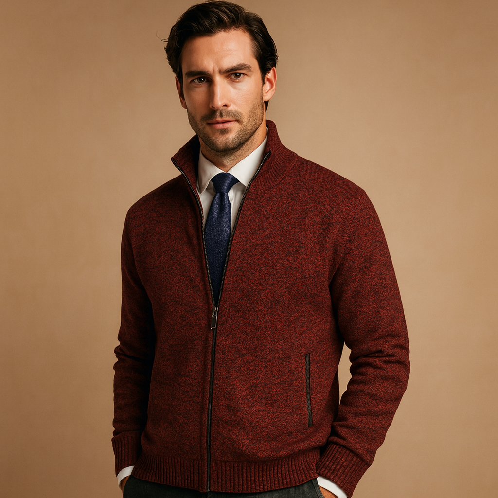 Men's Zip-Up Cardigan - Full-Zip Knit Layer