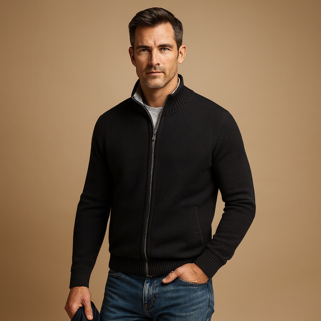 Men's Zip-Up Cardigan - Full-Zip Knit Layer