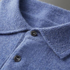 Men's Cashmere Polo Sweater with Button Collar and Long Sleeves