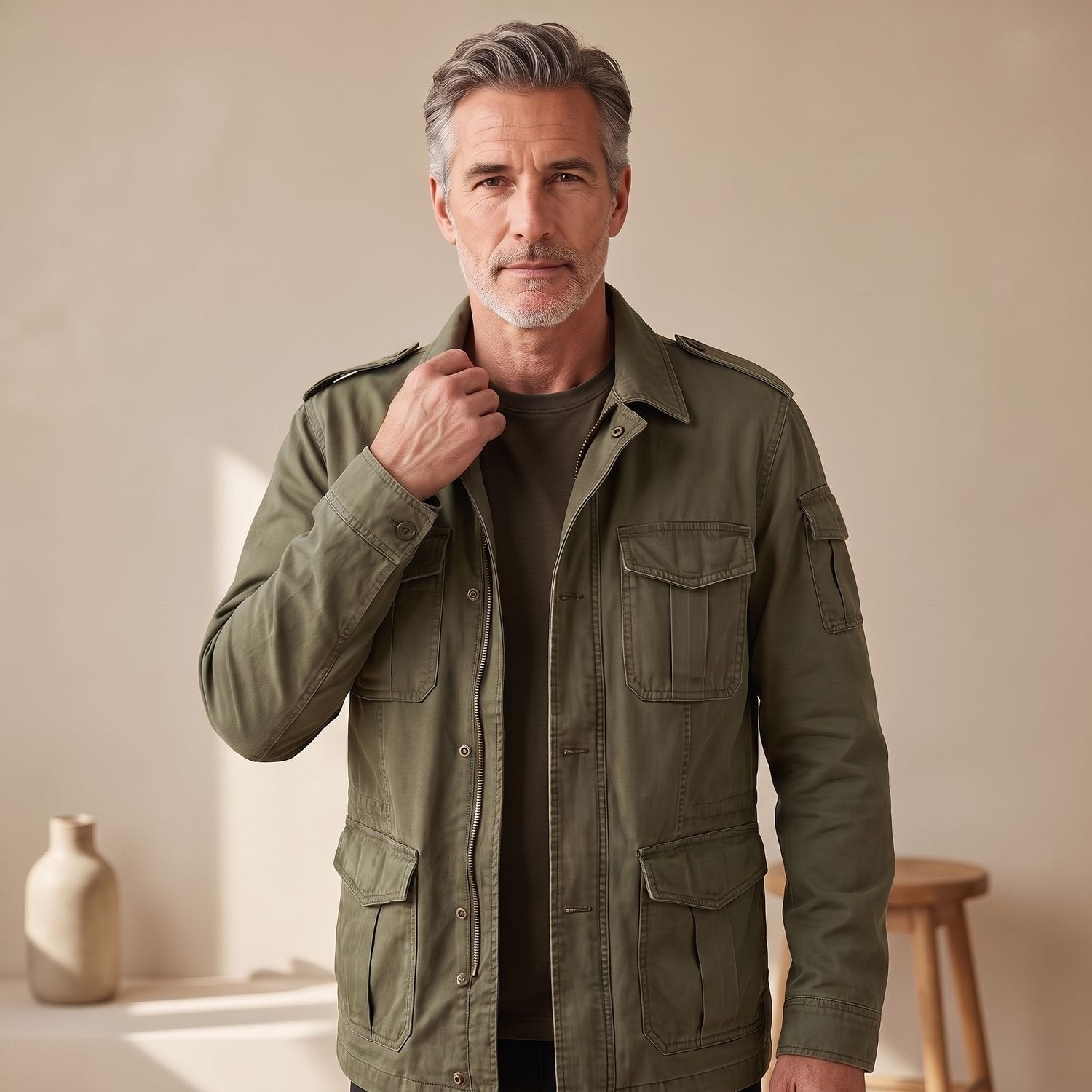 Men's M65 Military Field Jacket Multi-Pocket Cargo Coat
