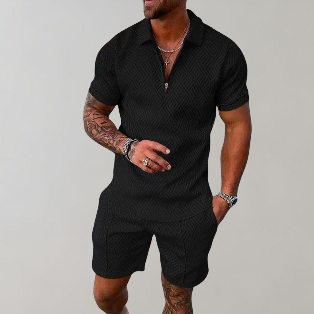Men's Slim Fit Summer Set – Short Sleeve Polo & Shorts