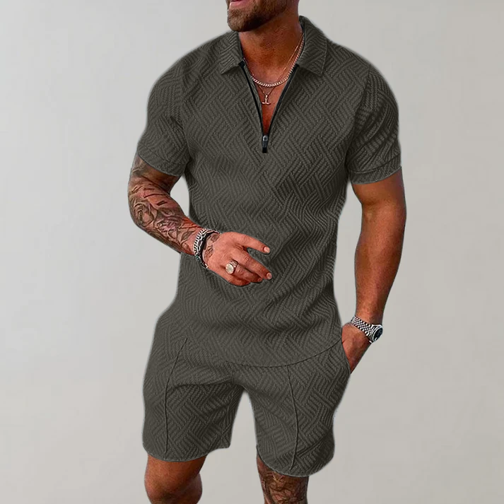 Men's Slim Fit Summer Set – Short Sleeve Polo & Shorts