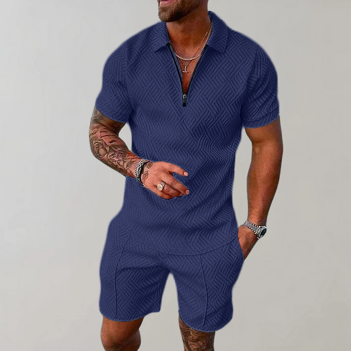 Men's Slim Fit Summer Set – Short Sleeve Polo & Shorts