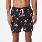 Men's Printed Swim Shorts with Pockets and Drawstring Waist