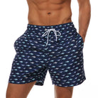 Men's Printed Swim Shorts with Pockets and Drawstring Waist