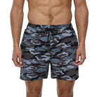 Men's Printed Swim Shorts with Pockets and Drawstring Waist