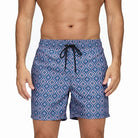 Men's Printed Swim Shorts with Pockets and Drawstring Waist