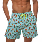 Men's Printed Swim Shorts with Pockets and Drawstring Waist