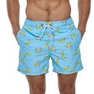 Men's Printed Swim Shorts with Pockets and Drawstring Waist