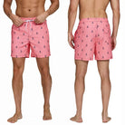 Men's Printed Swim Shorts with Pockets and Drawstring Waist