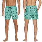 Men's Printed Swim Shorts with Pockets and Drawstring Waist
