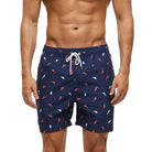 Men's Printed Swim Shorts with Pockets and Drawstring Waist