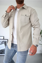 men's regular fit overshirt jacket in cream