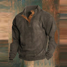 men's relaxed fit henley knit sweater in brown