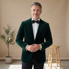 Men's Tailored-Fit Velvet Formal Blazer Jacket - As Pictured