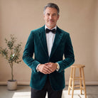 Men's Tailored-Fit Velvet Formal Blazer Jacket