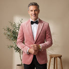 Men's Tailored-Fit Velvet Formal Blazer Jacket - Blush Pink