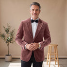 Men's Tailored-Fit Velvet Formal Blazer Jacket - Dusty Pink