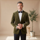 Men's Tailored-Fit Velvet Formal Blazer Jacket - Dusty Sage