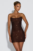 Sequin Dress Strapless Mini Bodycon Fit for Cocktail Party Wear