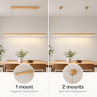 Wooden LED Pendant Light with Slim Linear Bar Shade