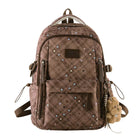 Star-Print Backpack with Multiple Compartments and Keychain