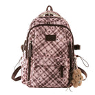 Star-Print Backpack with Multiple Compartments and Keychain
