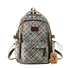 Star-Print Backpack with Multiple Compartments and Keychain