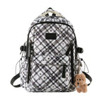 Star-Print Backpack with Multiple Compartments and Keychain