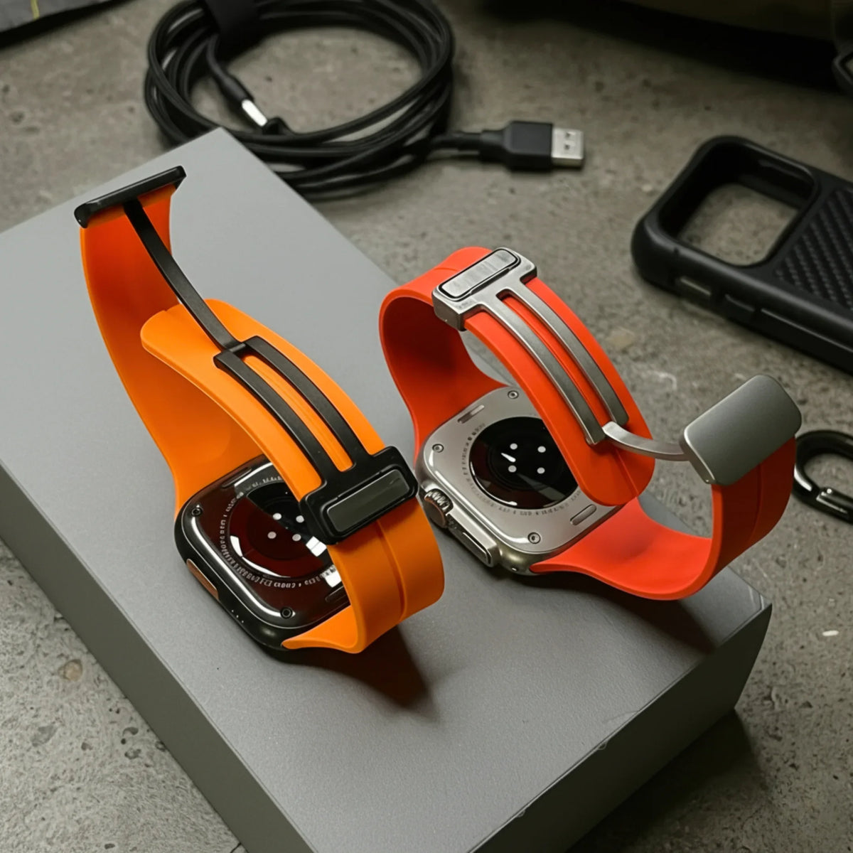 Silicone Smartwatch Band with Magnetic Clasp - Adjustable Strap