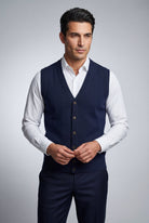 Navy Blue Button-front V-neck Sleeveless Sweater Vest - Photo 9