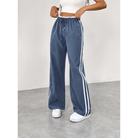 Women's High-Waist Jogger Sweatpants - Side-Stripe Detail, Relaxed Fit